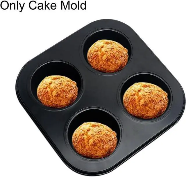 Alt view image 6 of 7 - 4 Cup Muffin Pan Mold - Non-Stick Cupcake Baking Tray/Tin - Carbon Steel Cake Mould For home, cafe bar and restaurant (Black)