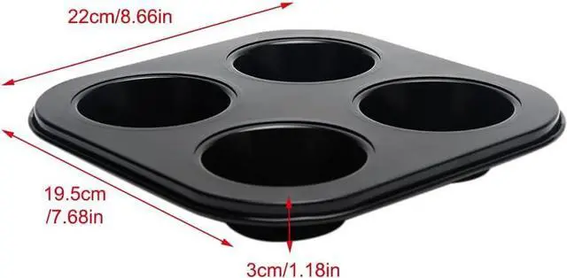 Alt view image 7 of 7 - 4 Cup Muffin Pan Mold - Non-Stick Cupcake Baking Tray/Tin - Carbon Steel Cake Mould For home, cafe bar and restaurant (Black)