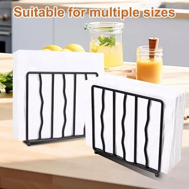 Alt view image 6 of 7 - Modern Standing Napkin Holder for table, Black Metal, Tabletop Paper Napkin Dispenser for Coffee Filter Holder Kitchen, Dining Room, Outdoor.