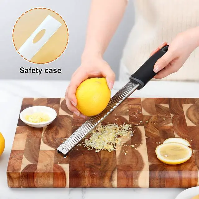 Alt view image 3 of 6 - Kaishun Stainless Steel Zester Grater for Lemon, Lime & Cheese, Black