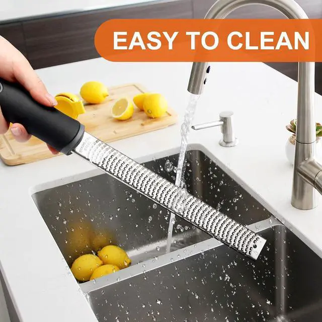 Alt view image 4 of 6 - Kaishun Stainless Steel Zester Grater for Lemon, Lime & Cheese, Black