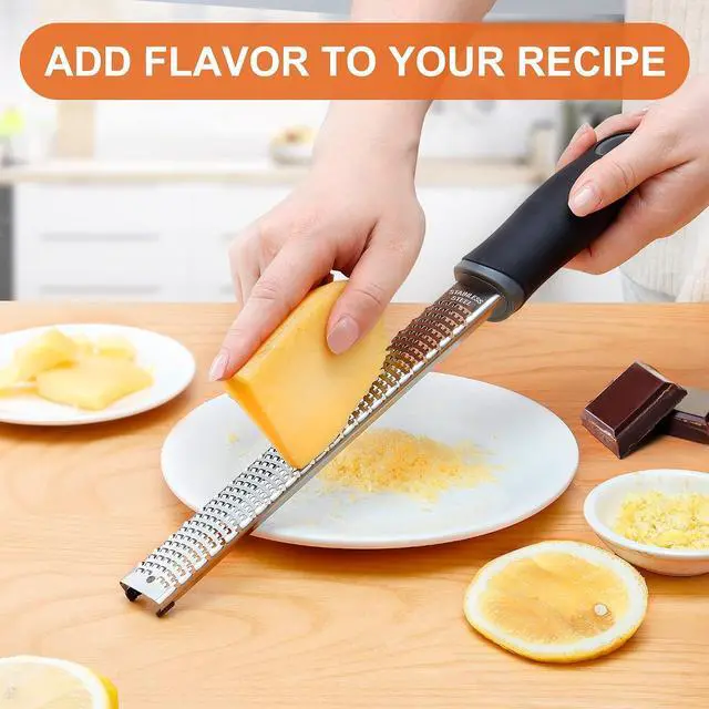 Alt view image 5 of 6 - Kaishun Stainless Steel Zester Grater for Lemon, Lime & Cheese, Black