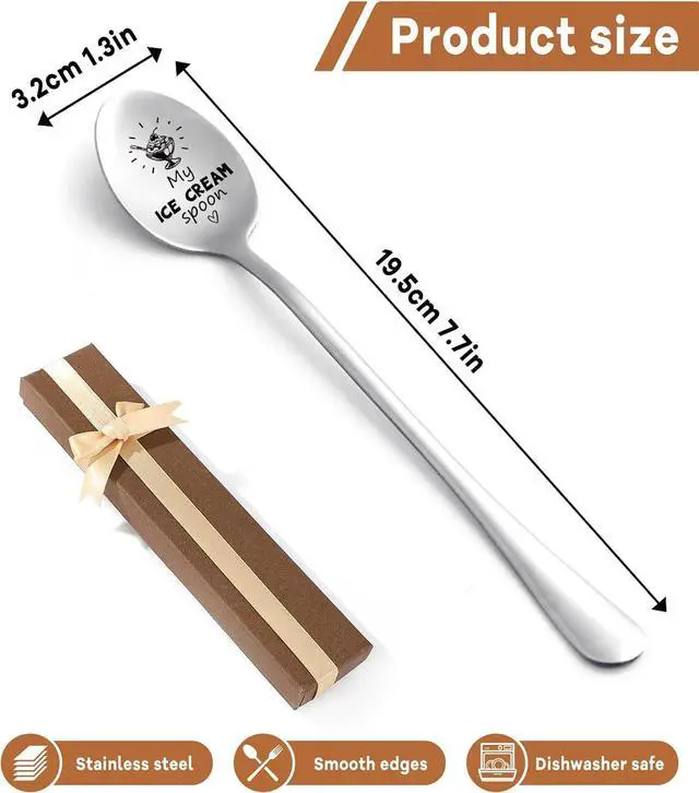 Alt view image 3 of 7 - My Ice Cream Spoon Engraved Stainless Steel Spoon,Long Handle Coffee Ice Cream Scoops for Women Men Friends Ice Cream Lovers,Birthday Thanksgiving Graduation Housewarming Gifts