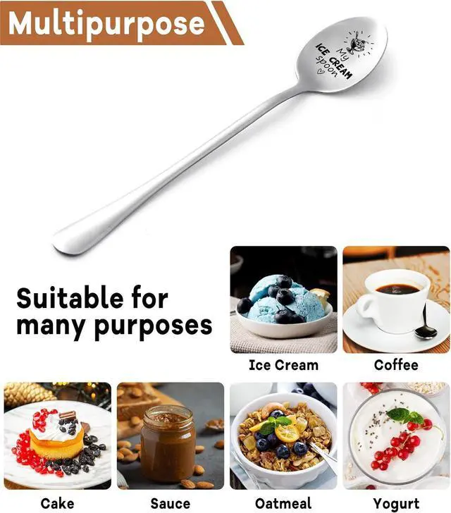 Alt view image 4 of 7 - My Ice Cream Spoon Engraved Stainless Steel Spoon,Long Handle Coffee Ice Cream Scoops for Women Men Friends Ice Cream Lovers,Birthday Thanksgiving Graduation Housewarming Gifts