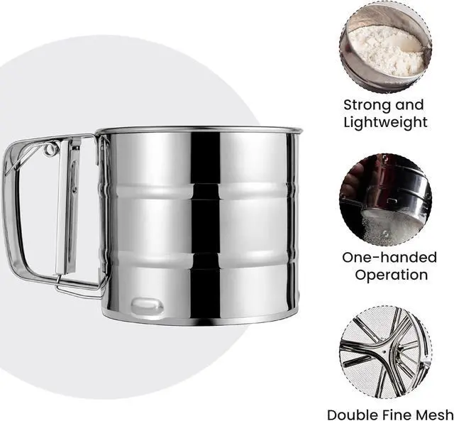 Alt view image 3 of 6 - Rondauno Flour Sifter for Baking, Crank Sifter for Powdered Sugar Duster