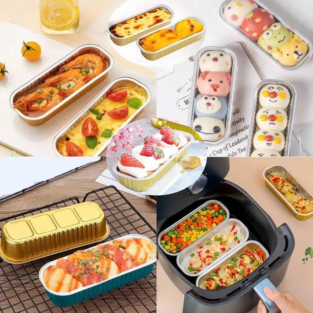 Alt view image 5 of 6 - 12Pack Mini Loaf Pans with Lids and Spoons, 6.8oz Disposable Rectangle Aluminum Foil Oven Cake Container, Baking Bread Muffin Dessert Tins for Family Gatherings and Picnics (Pink)