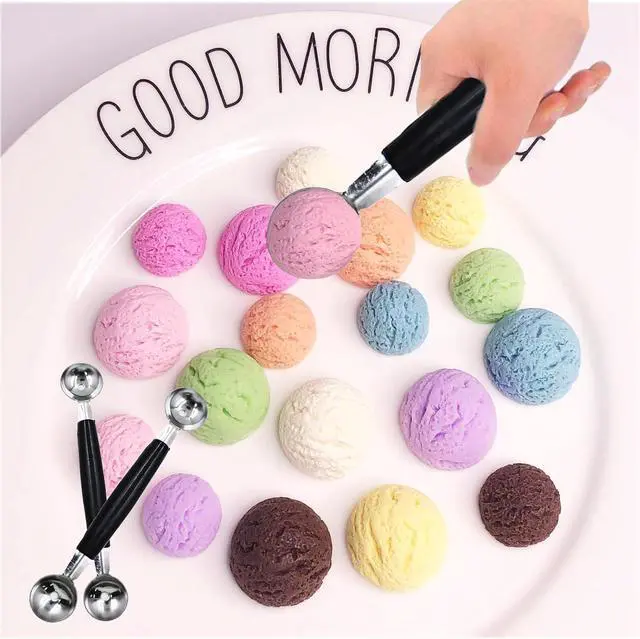 Alt view image 5 of 5 - 2 Pack Double Ended Headed Fruit Icecream Ball Spoon Melon Baller