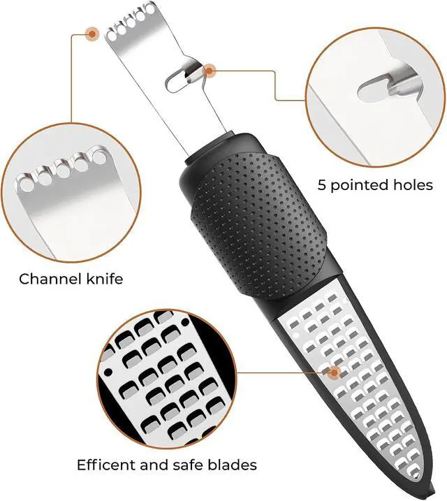 Alt view image 2 of 7 - Pisol 3 in 1 Citrus Zester Tool, Lemon Citrus, Orange Zester and Grater