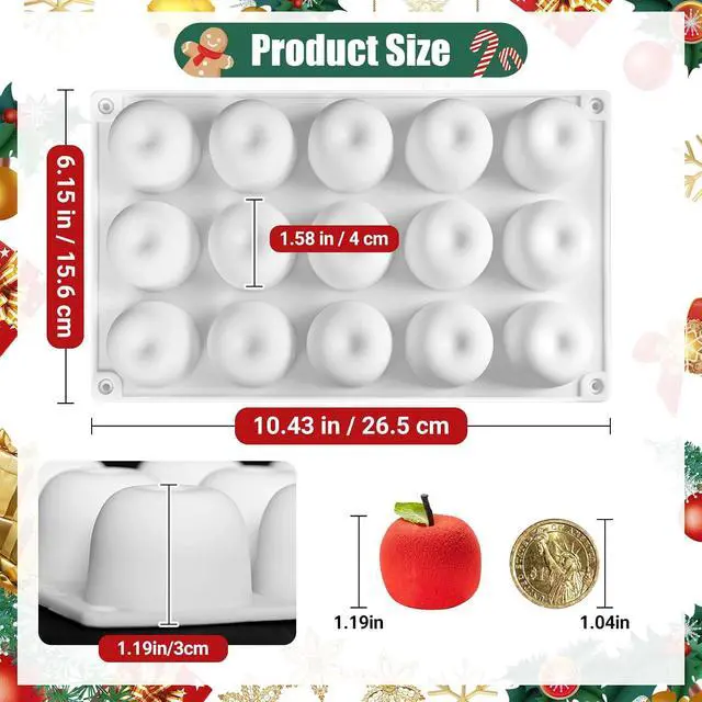 Alt view image 3 of 6 - Apple Silicone Mold, 15-Cavity Shape Mousse Cake Molds