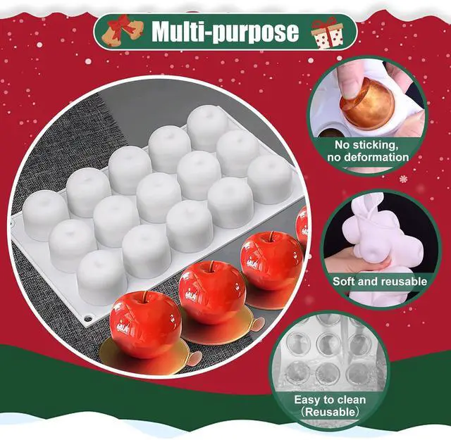 Alt view image 6 of 6 - Apple Silicone Mold, 15-Cavity Shape Mousse Cake Molds