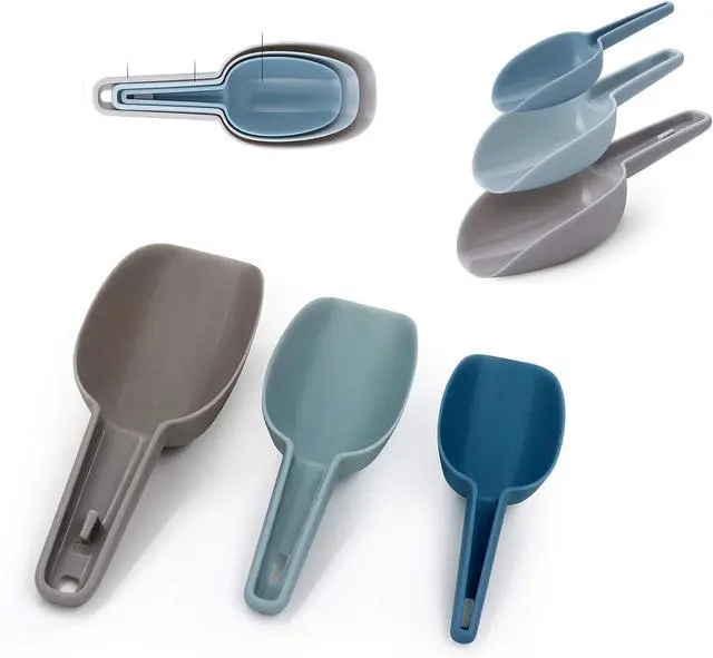 Main image of Set of 3 Scoops for Canisters, Plastic Flour Scoop, Ice Scooper for Canisters, Flour, Powders, Dry Foods, Candy, Popcorn, Coffee Beans Pet Food