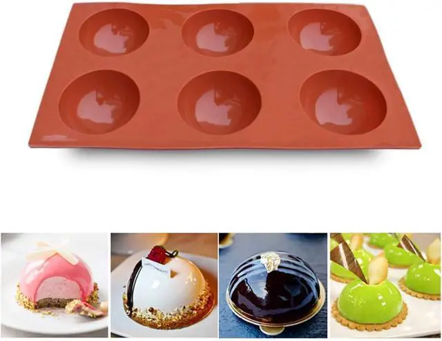 Alt view image 2 of 7 - homEdge Large 6-Cavity Semi Sphere Silicone Mold, 3 Packs Baking Mold for Making Hot Chocolate Bomb, Cake, Jelly, Dome Mousse