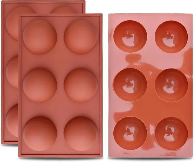 Main image of homEdge Large 6-Cavity Semi Sphere Silicone Mold, 3 Packs Baking Mold for Making Hot Chocolate Bomb, Cake, Jelly, Dome Mousse