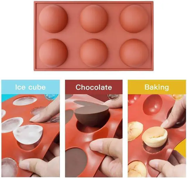 Alt view image 3 of 7 - homEdge Large 6-Cavity Semi Sphere Silicone Mold, 3 Packs Baking Mold for Making Hot Chocolate Bomb, Cake, Jelly, Dome Mousse