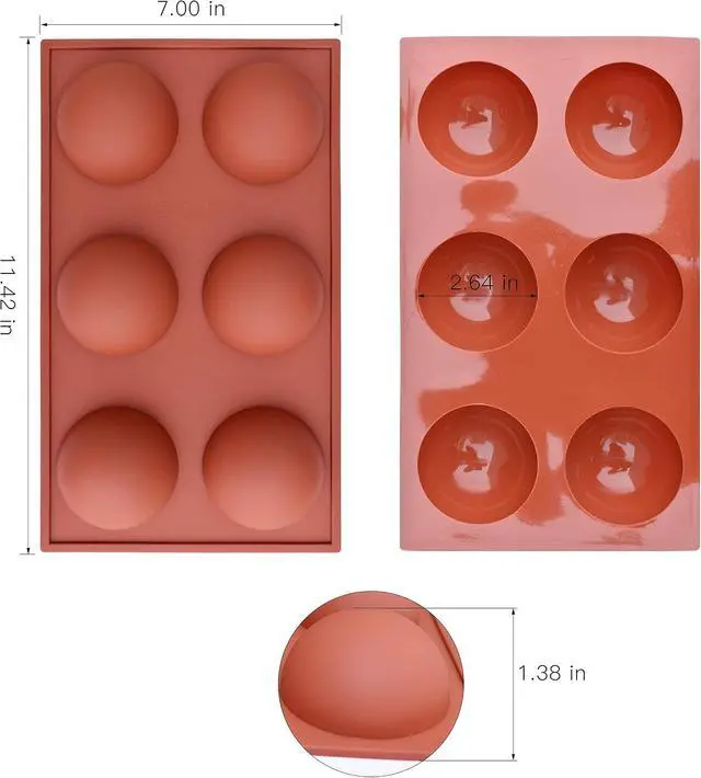 Alt view image 7 of 7 - homEdge Large 6-Cavity Semi Sphere Silicone Mold, 3 Packs Baking Mold for Making Hot Chocolate Bomb, Cake, Jelly, Dome Mousse