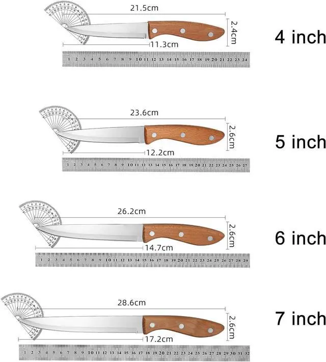 Alt view image 2 of 7 - Paring Knife Peeling Fruit Vegetable Cutting Meat Slicing Kitchen Knives Stainless Steel Ultra Sharp Blade Wooden Ergonomic Handle