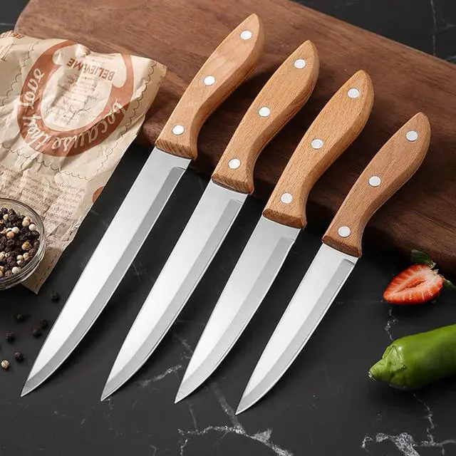 Alt view image 5 of 7 - Paring Knife Peeling Fruit Vegetable Cutting Meat Slicing Kitchen Knives Stainless Steel Ultra Sharp Blade Wooden Ergonomic Handle
