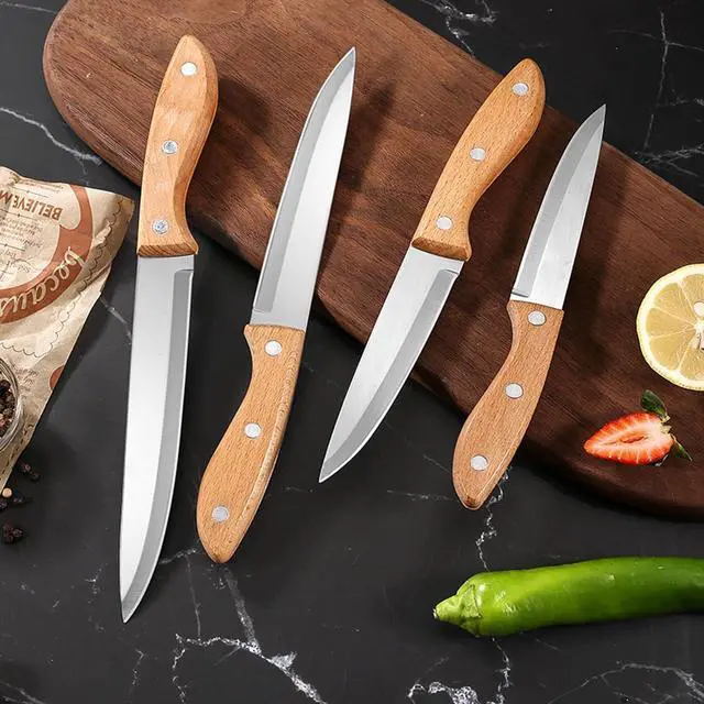 Alt view image 7 of 7 - Paring Knife Peeling Fruit Vegetable Cutting Meat Slicing Kitchen Knives Stainless Steel Ultra Sharp Blade Wooden Ergonomic Handle