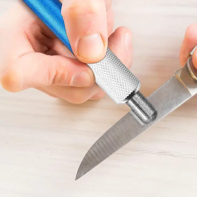 Alt view image 7 of 7 - 2 Pieces Diamond Retractable Knife Sharpener Steel Sharpening Rod for Kitchen Outdoor Serrated Stick Tools (Sky Blue, Red)