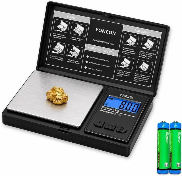 Main image of Gram Scale- 500g Ultra-Precise Digital Scale .01 Gram Accuracy for Jewelry, Diamonds, Gold & Silver, Portable Pocket Scale with LCD Display, Tare Function - Perfect for Jewelers & Collectors
