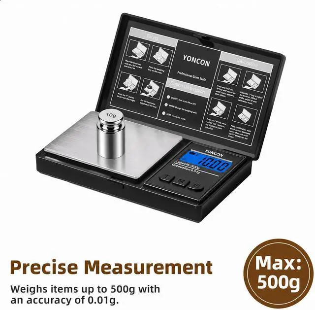 Alt view image 3 of 7 - Gram Scale- 500g Ultra-Precise Digital Scale .01 Gram Accuracy for Jewelry, Diamonds, Gold & Silver, Portable Pocket Scale with LCD Display, Tare Function - Perfect for Jewelers & Collectors