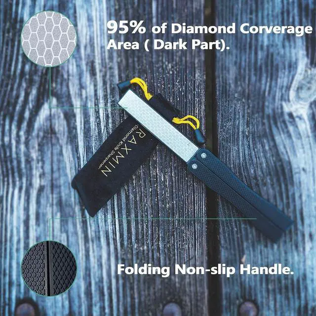 Alt view image 5 of 7 - 5" Diamond Pocket Sharpener Folding Knife Garden Tools Sharpening 400/600 Grit Double Sided