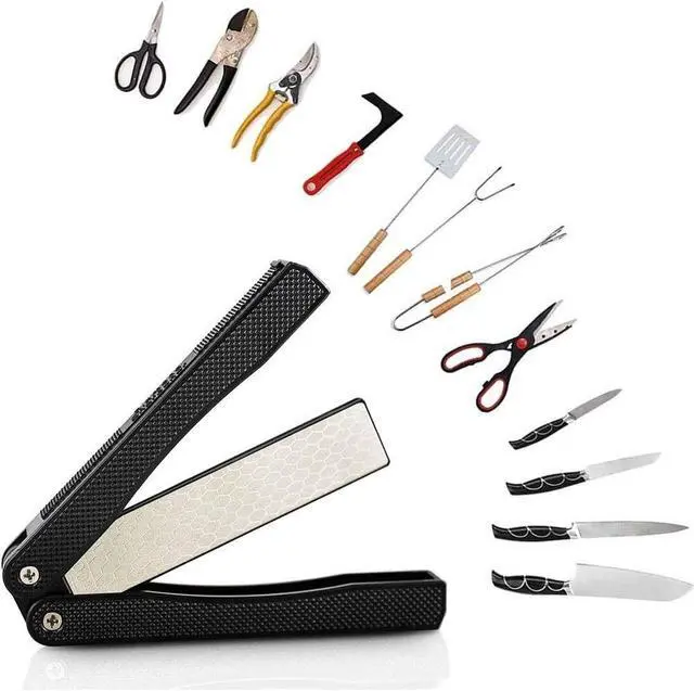 Alt view image 7 of 7 - 5" Diamond Pocket Sharpener Folding Knife Garden Tools Sharpening 400/600 Grit Double Sided