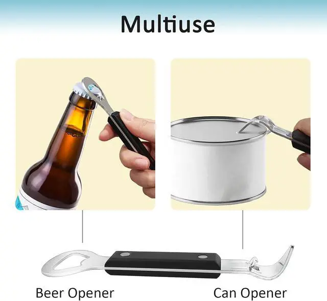 Alt view image 3 of 6 - Can Punch Opener Little Cook Stainless Steel Can & Bottle Opener, Manual 2 in 1 Multifunctional Kitchen Tool, Dishwasher Safe (Black)