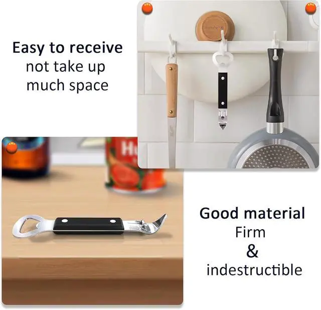Alt view image 4 of 6 - Can Punch Opener Little Cook Stainless Steel Can & Bottle Opener, Manual 2 in 1 Multifunctional Kitchen Tool, Dishwasher Safe (Black)