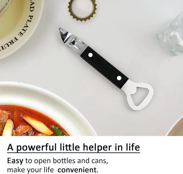 Alt view image 5 of 6 - Can Punch Opener Little Cook Stainless Steel Can & Bottle Opener, Manual 2 in 1 Multifunctional Kitchen Tool, Dishwasher Safe (Black)