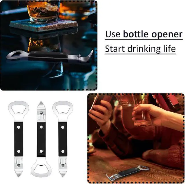 Alt view image 6 of 6 - Can Punch Opener Little Cook Stainless Steel Can & Bottle Opener, Manual 2 in 1 Multifunctional Kitchen Tool, Dishwasher Safe (Black)