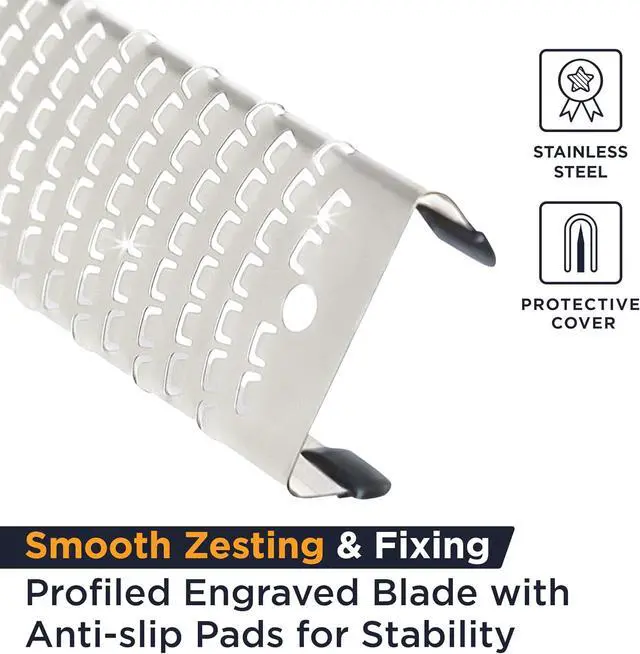 Alt view image 5 of 7 - Deiss PRO Citrus Zester & Cheese Grater - Parmesan Cheese Lemon, Ginger, Garlic, Nutmeg, Chocolate, Vegetables, Fruits - Razor-Sharp Stainless Steel Blade, Wide, Dishwasher Safe