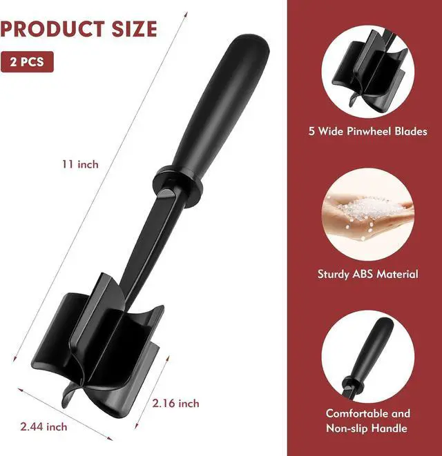 Alt view image 3 of 7 - 2Pcs Ground Beef Chopper Tool, Meat Masher Ground Beef Heat Resistant Meat Spatula Chopper Hamburger Meat Chopper, Black+Red