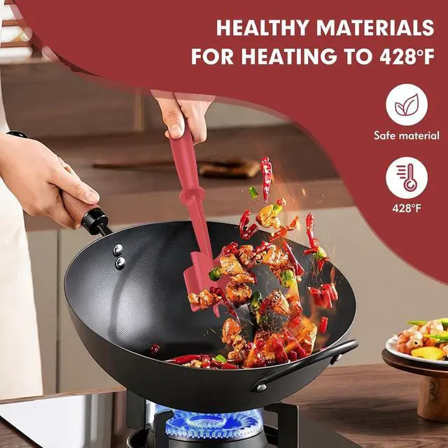 Alt view image 5 of 7 - 2Pcs Ground Beef Chopper Tool, Meat Masher Ground Beef Heat Resistant Meat Spatula Chopper Hamburger Meat Chopper, Black+Red