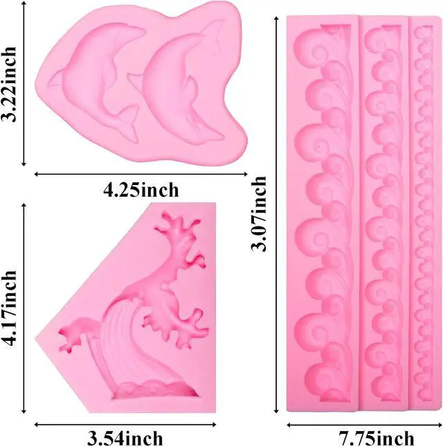 Alt view image 2 of 7 - Dolphin Silicone Fondant Mold3-Piece Set, BPA-Free