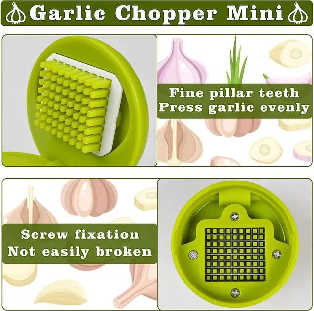 Alt view image 5 of 7 - 2 Pcs Garlic Press Stainless Steel, Garlic Mincer Crusher with Peeler and Cleaning Brush, Garlic Chopper Mini Kitchen Tool