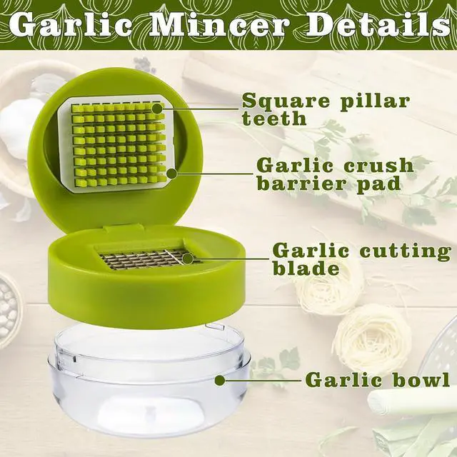Alt view image 4 of 7 - 2 Pcs Garlic Press Stainless Steel, Garlic Mincer Crusher with Peeler and Cleaning Brush, Garlic Chopper Mini Kitchen Tool