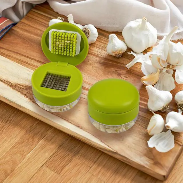 Alt view image 7 of 7 - 2 Pcs Garlic Press Stainless Steel, Garlic Mincer Crusher with Peeler and Cleaning Brush, Garlic Chopper Mini Kitchen Tool