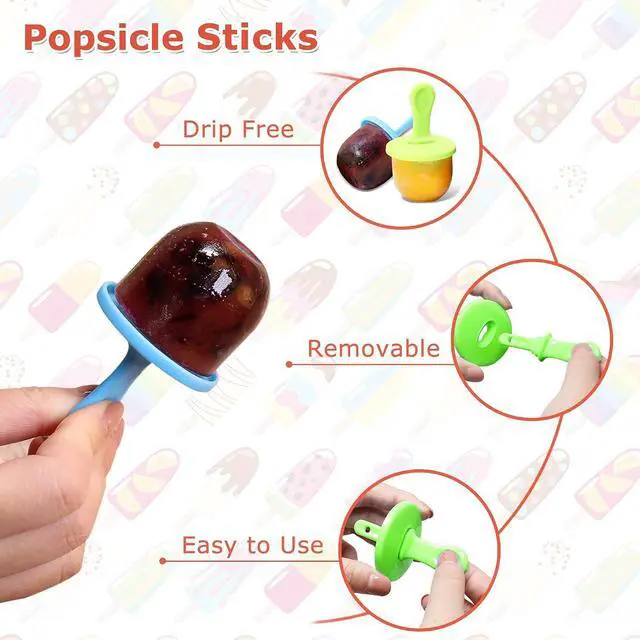 Alt view image 3 of 7 - Popsicle Sticks Popsicle Holders Drip Free Ice Cream Sticks Ice Pop Molds Colorful Craft Stick (7 PCS)