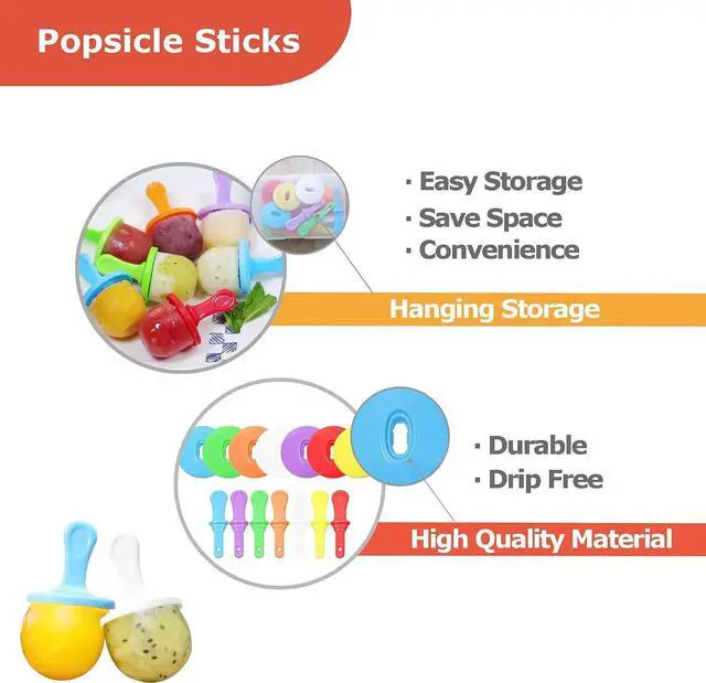 Alt view image 5 of 7 - Popsicle Sticks Popsicle Holders Drip Free Ice Cream Sticks Ice Pop Molds Colorful Craft Stick (7 PCS)