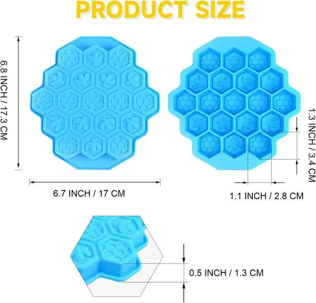 Alt view image 2 of 7 - 3Pcs Honeycomb Bees Silicone Molds, XJMWXHFC 19 Cavities Chocolate Molds, Food Grade Silicone Baking Molds, Non-Stick Cake Mold for Chocolate, Candy, Jelly, Ice Cube, Mini Cakes (Pink, Green, Blue)