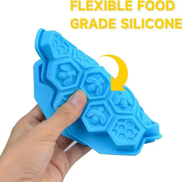 Alt view image 3 of 7 - 3Pcs Honeycomb Bees Silicone Molds, XJMWXHFC 19 Cavities Chocolate Molds, Food Grade Silicone Baking Molds, Non-Stick Cake Mold for Chocolate, Candy, Jelly, Ice Cube, Mini Cakes (Pink, Green, Blue)