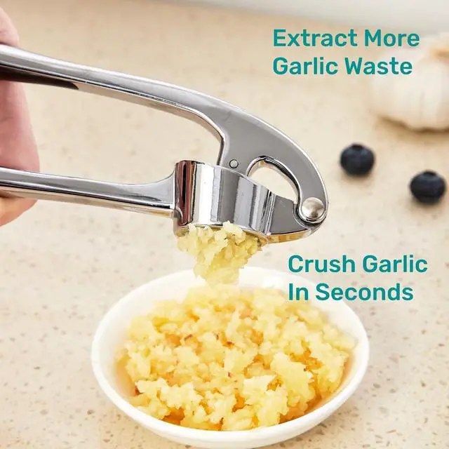 Alt view image 2 of 7 - HiramWare Garlic Press, Premium Rust Proof Kitchen Garlic Mincer Crusher Squeezer with Ergonomic handle, Ginger Crusher with Good Grip, Easy to Clean, Dishwasher Safe