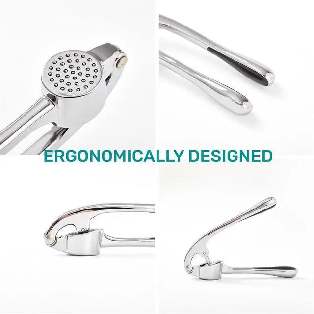 Alt view image 6 of 7 - HiramWare Garlic Press, Premium Rust Proof Kitchen Garlic Mincer Crusher Squeezer with Ergonomic handle, Ginger Crusher with Good Grip, Easy to Clean, Dishwasher Safe
