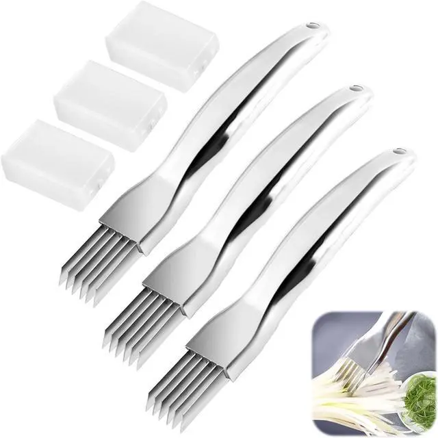 Main image of Stainless Steel Herb Shredder, 6-Blade Vegetable Cutter 3pcs