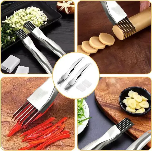 Alt view image 6 of 7 - Stainless Steel Herb Shredder, 6-Blade Vegetable Cutter 3pcs