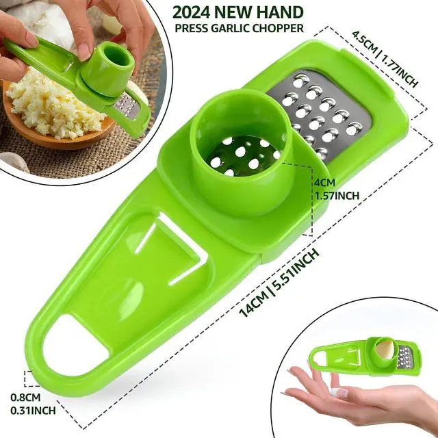 Alt view image 2 of 7 - Landkitch-Garlic Grinder (2 Pack)-Hand Garlic Grinder-Small Hand Grinder for Garlic-Garlic Slicer-Garlic Mincer-2025 New Hand Press Garlic Chopper-Garlic Press Hand Specialty Tools (Green + Pink)