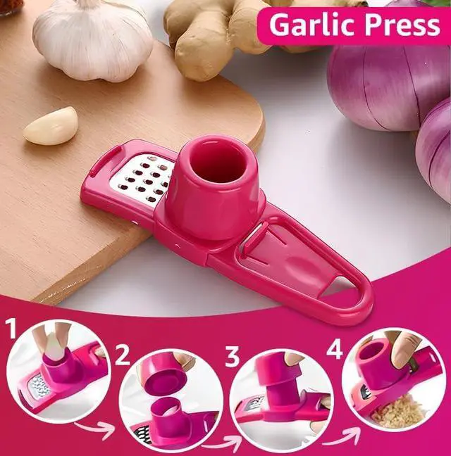 Alt view image 4 of 7 - Landkitch-Garlic Grinder (2 Pack)-Hand Garlic Grinder-Small Hand Grinder for Garlic-Garlic Slicer-Garlic Mincer-2025 New Hand Press Garlic Chopper-Garlic Press Hand Specialty Tools (Green + Pink)