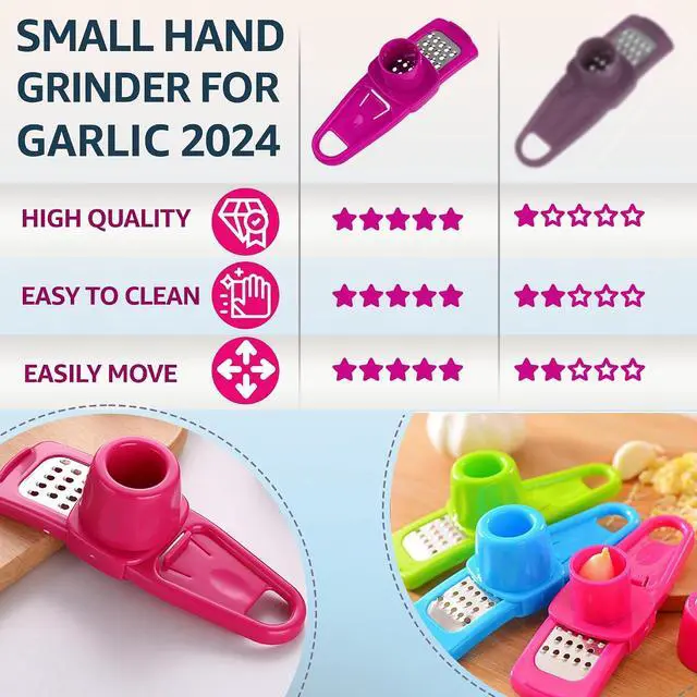 Alt view image 5 of 7 - Landkitch-Garlic Grinder (2 Pack)-Hand Garlic Grinder-Small Hand Grinder for Garlic-Garlic Slicer-Garlic Mincer-2025 New Hand Press Garlic Chopper-Garlic Press Hand Specialty Tools (Green + Pink)