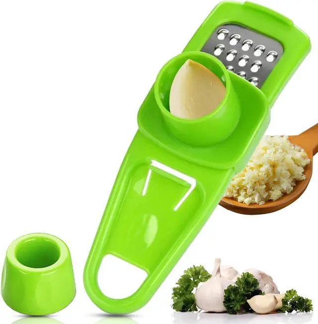 Alt view image 7 of 7 - Landkitch-Garlic Grinder (2 Pack)-Hand Garlic Grinder-Small Hand Grinder for Garlic-Garlic Slicer-Garlic Mincer-2025 New Hand Press Garlic Chopper-Garlic Press Hand Specialty Tools (Green + Pink)